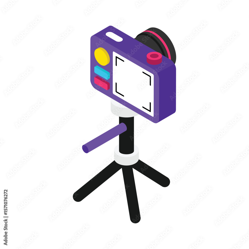 Aufkleber camera tripod vector style icon. eps 10 file