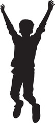 Boy Jumping with Joy Silhouette Vector Illustration on Transparent Background