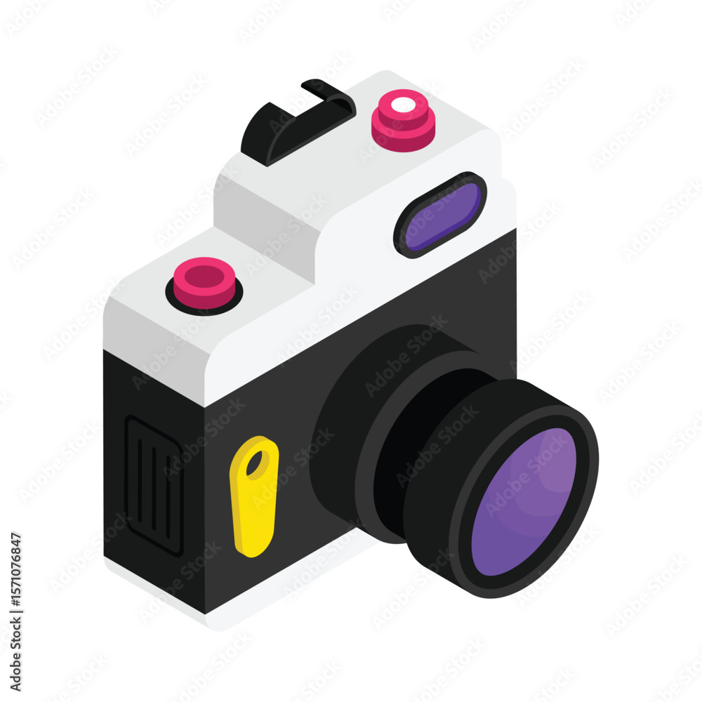 Poster dslr camera vector style icon. eps 10 file