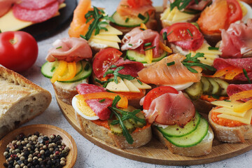 Oblozeny chlebicek or just chlebicek, traditional open sandwich in Czech Republic	