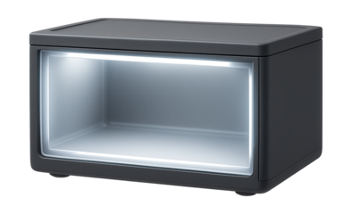 A shoe box with a built-in LED light for selecting shoes in dark closets or rooms.