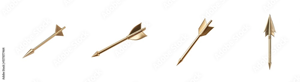 Poster golden arrow collection displayed in different angles highlighting design and shape
