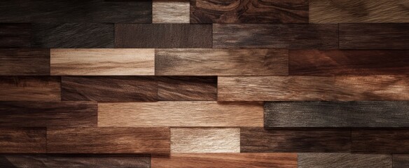 The Beautiful Wooden Plank Wall Featuring Various Shades and Textures