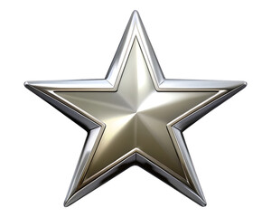 Shiny silver star icon isolated on white background, PNG