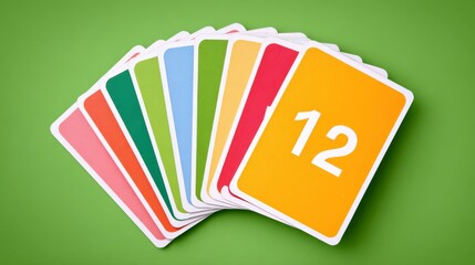 Colorful Math Flashcards Displaying Numbers on a Bright Green Background