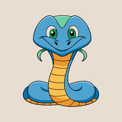 Fototapeta premium Adorable Blue Cobra Cartoon Illustration