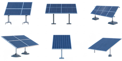 Solar panels array on a background on transparent background