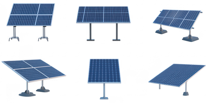 Solar panels array on a background on transparent background