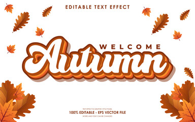 Editable Welcome Autumn 3D text effect