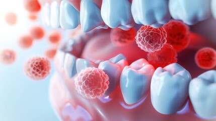Fototapeta premium Periodontitis: Gum Disease Progression, Periodontal Tissue Damage, and Clinical Treatment Approaches in Dental Health