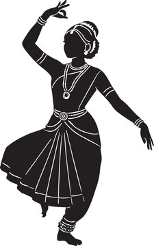 Silhouette of an indian classical dancer performing with graceful elegance in motion