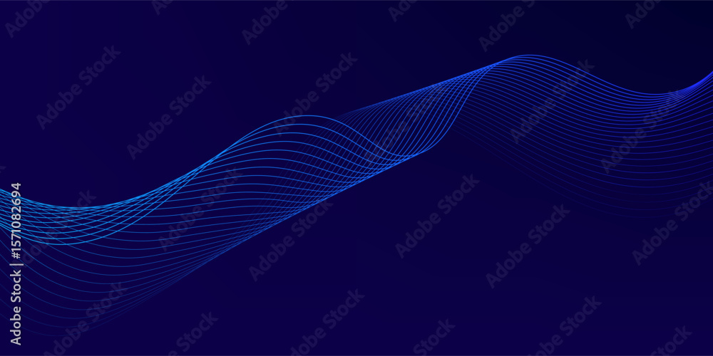 Aufkleber abstract glowing wave lines on dark blue background. dynamic wave pattern. modern flowing wavy lines