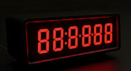 Red Digital Alarm Clock Displaying 888888