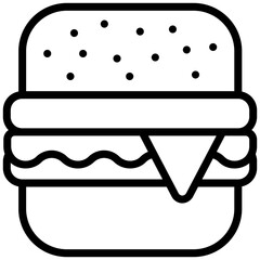 Burger  icon, Black And White Outline Icon Symbol