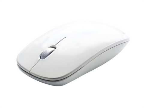 white wireless mouse isolated on white background, PNG