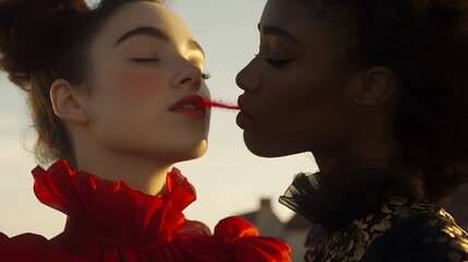 Two women, one red thread, a moment of shared attention.