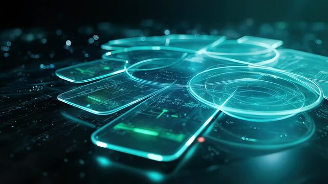 Glowing 3D digital representation. Concept of wireless communication and digital infrastructure.