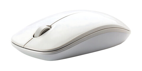 white wireless mouse isolated on white background, PNG