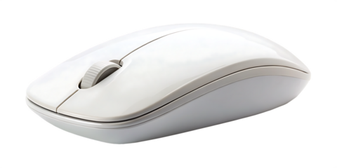 white wireless mouse isolated on white background, PNG