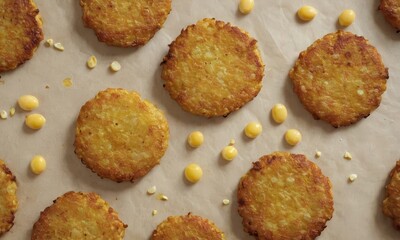 Delicious homemade potato latkes with fresh herbs and spices displayed