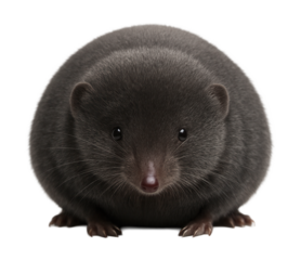 Northern short-tailed shrew with a stout body and short, velvety dark gray fur