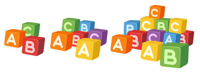 Vector cartoon image of children's cubes. Concept of children's toys and fun. Element for your design