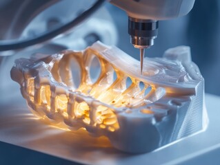 Advanced 3D printing technology creates intricate anatomical model in a high-tech lab environment