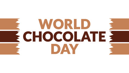 World Chocolate Day text with side lines on a White background. Which is observed every year in July to celebrate World Chocolate Day.