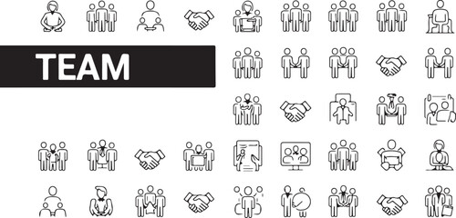 Teamwork Icons Collaboration, Partnership, and Group Unity Illustrations