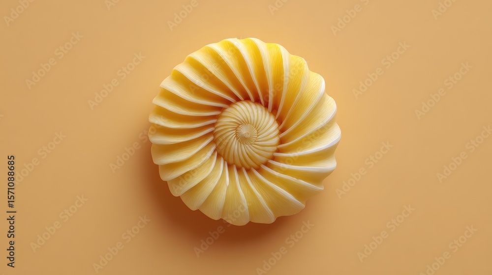 Poster artistic banana slice spiral from top view with soft background tone and copy space