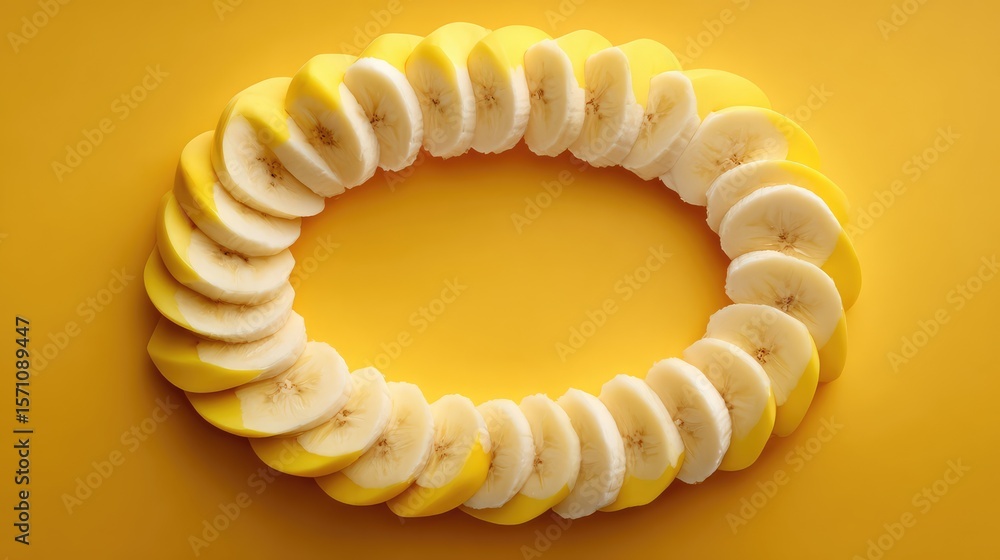 Poster banana slices forming a border around frame edges with center left open for design