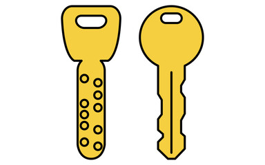 Complicated dimple keys and ordinary cylinder keys, Crime Prevention and Home Security Icons