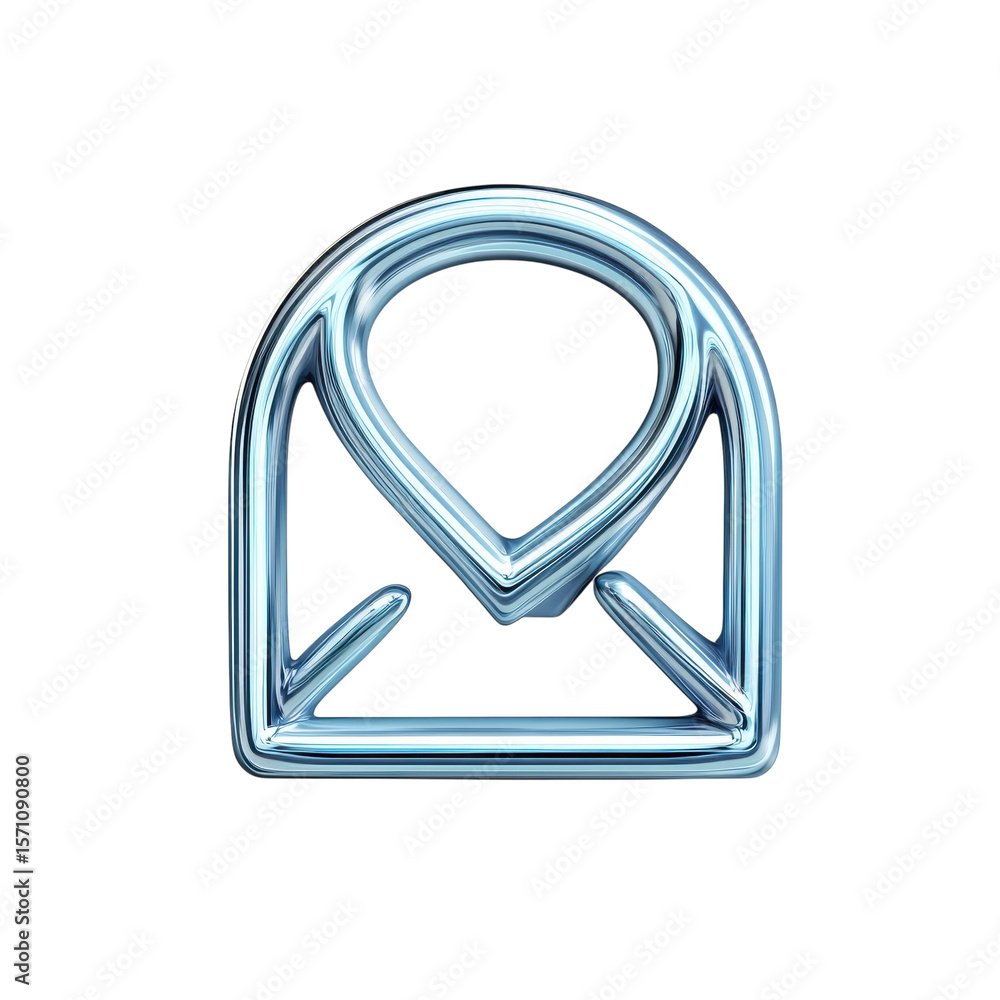 Poster elegant email icon chrome design isolated notification communication on transparent background
