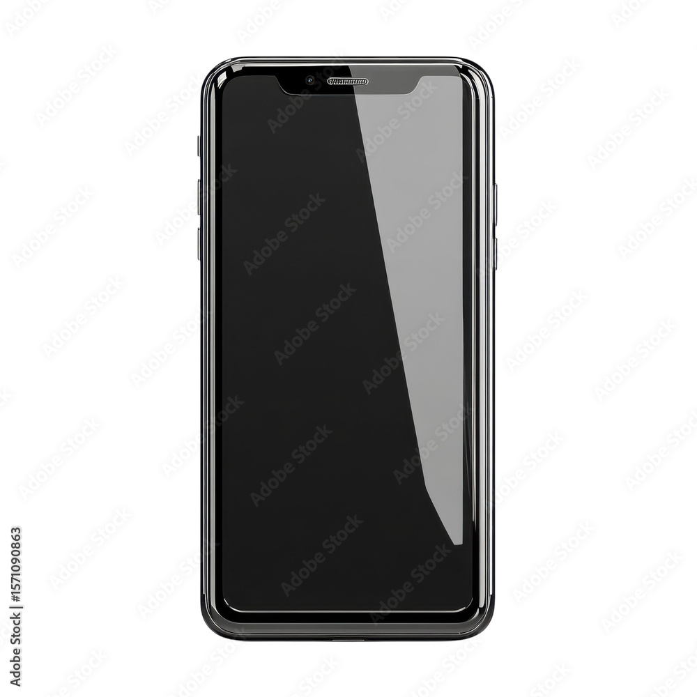 Poster elegant smartphone with blank screen display digital communication modern on transparent background