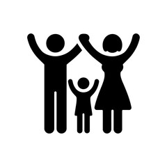 Happy family silhouette with parents and child in symbolic vector style