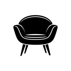 Black leather armchair isolated on white background in a classic home style setting