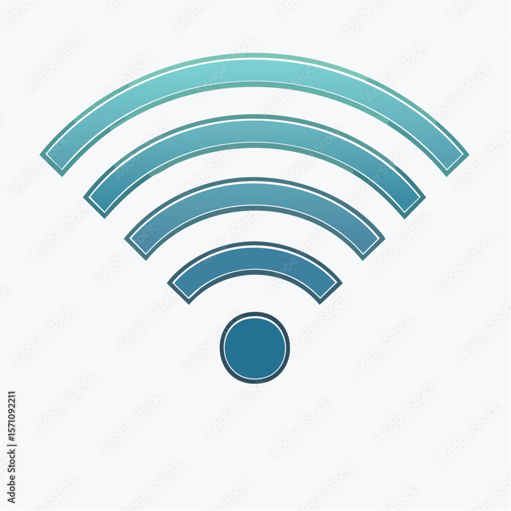 Poster gradient wifi symbol design represents wireless internet connectivity for modern technology applicat