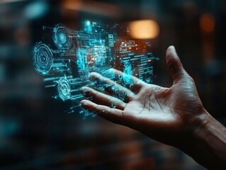 Interactive technology visualization futuristic environment digital content close-up view innovation concept