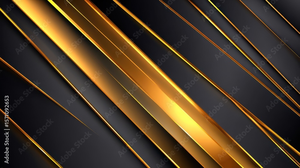 Poster abstract golden and black background with dynamic diagonal lines creating a modern aesthetic