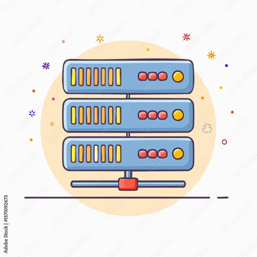 Poster playful server stack design is perfect for technology companies, web hosting promotions or tech-rela