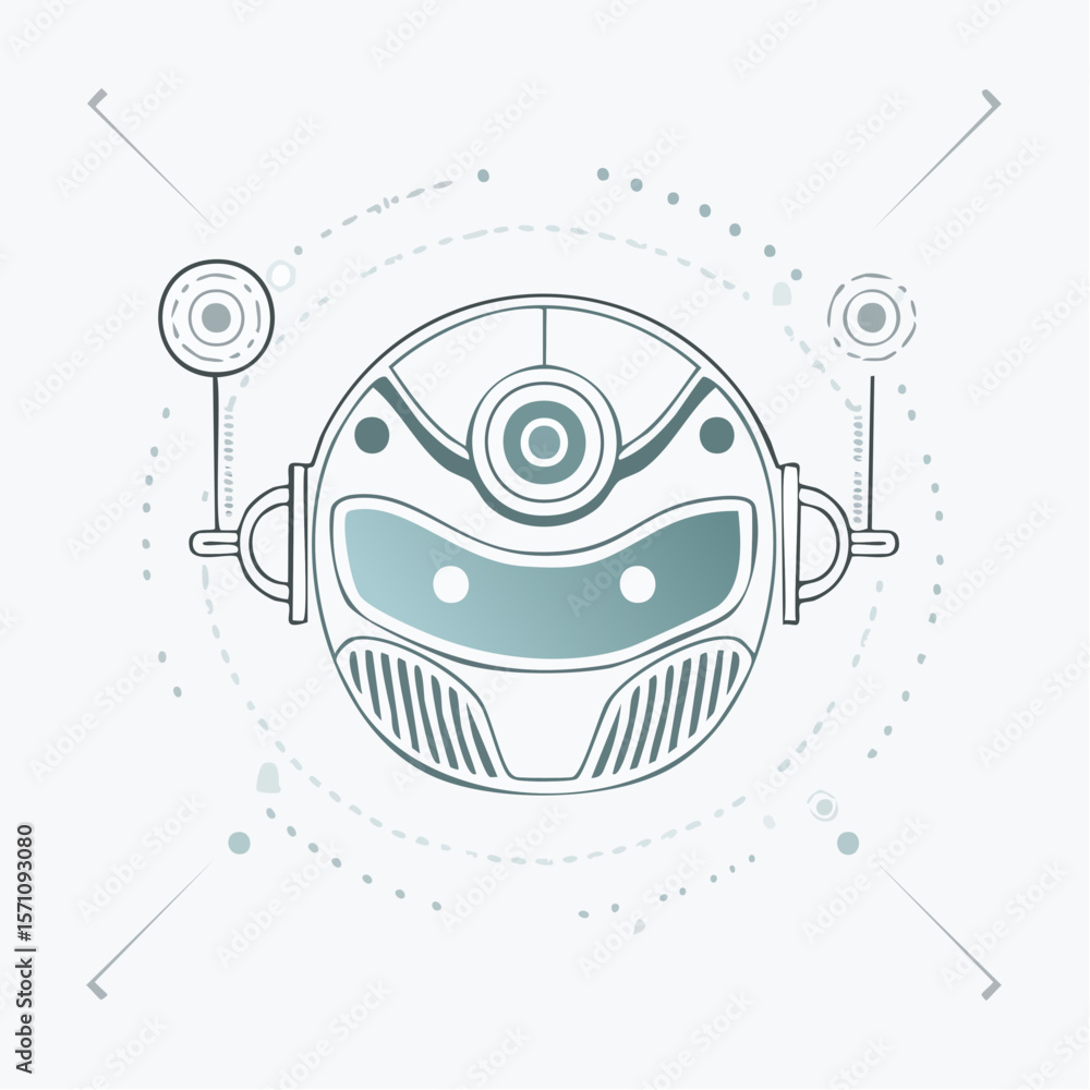 Fototapete Futuristic robot head graphic with geometric patterns creates a stylish design for technology or modern concepts.
