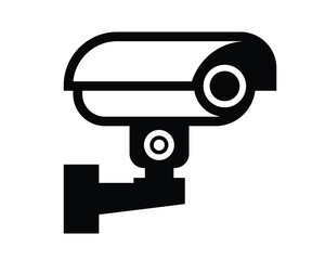 Black and White Surveillance Camera Icon for Security System Purpose