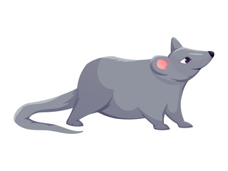 Cartoon isolated vector illustration of a cute gray mouse standing in side view. Perfect for children designs, animal themes, educational materials, games, and holiday decorations.