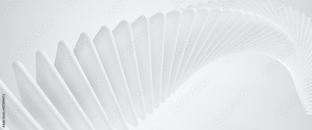Poster abstract 3d background with round triangle shapes smooth, abstract white curving architectural desig