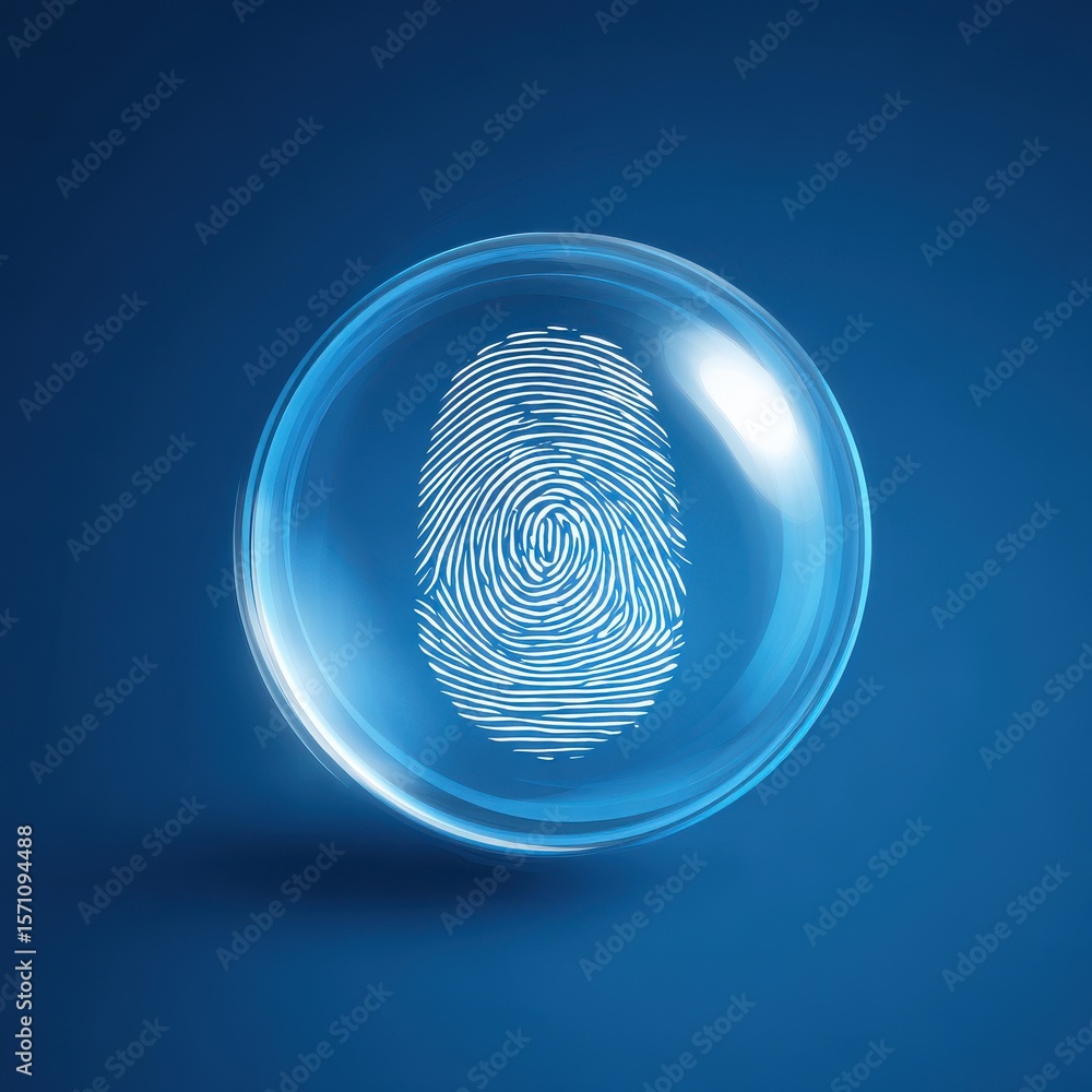 Aufkleber a digital fingerprint pattern enclosed within a transparent glass sphere symbolizing biometric ident