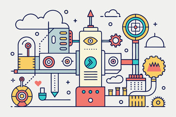 Modern digital abstract background featuring a dynamic gradient of vibrant neon colors including blue, red, pink,