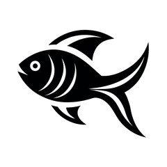 Obraz premium Abstract Fish Logo with Blue Curves and Simple Design