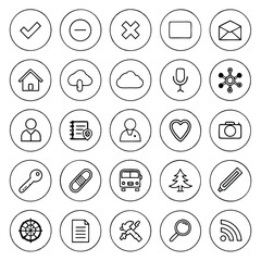 Fototapeta premium Collection of simple outline icons representing various concepts and objects