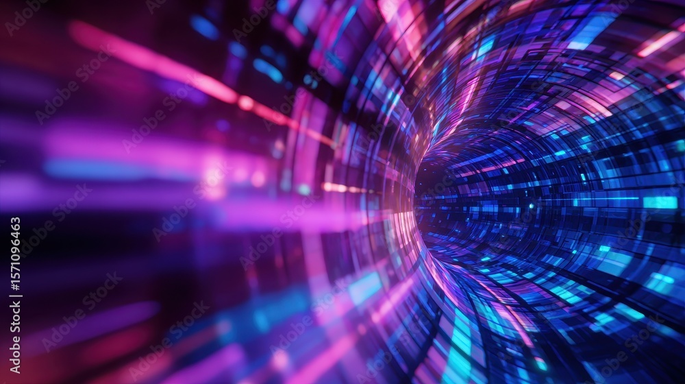 Aufkleber abstract tunnel of vibrant colors with dynamic light streaks, creating a sense of motion
