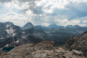 View from Colle dell'Agnello superiore in Cottian Alps on french-italian borders